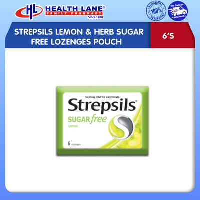 STREPSILS LEMON & HERB TANPA GULA LOZENGES POUCH (6'S)